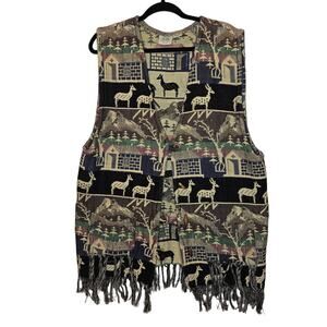 SGDN Same Game DIfferent Name VTG Nordic Fairisle vest sz 2X fringe